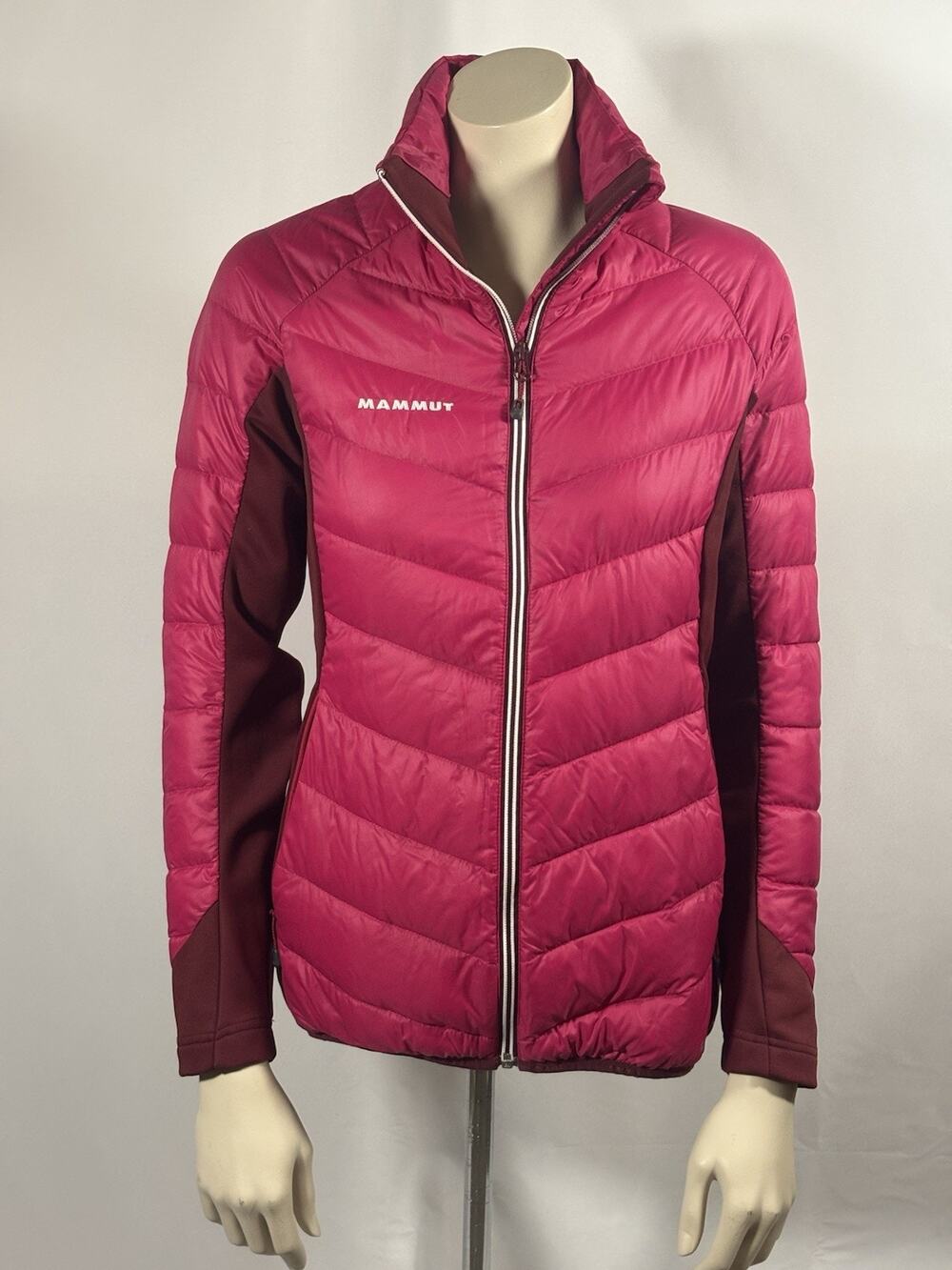 Mammut Flexidown Womens S Down Puffer Jacket Pink Burgundy Hybrid Hiking EUC